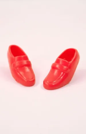 12" Fashion Doll Red Rubber Penny Loafer Heels