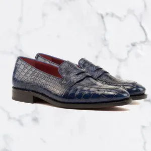 Alligator Welted Loafer - Navy