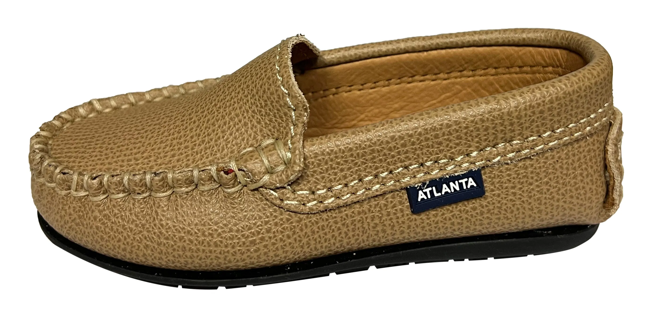 Atlanta Mocassin Boy's & Girl's Originals 015 Plain Vamp Loafers - Beige Little Grainy