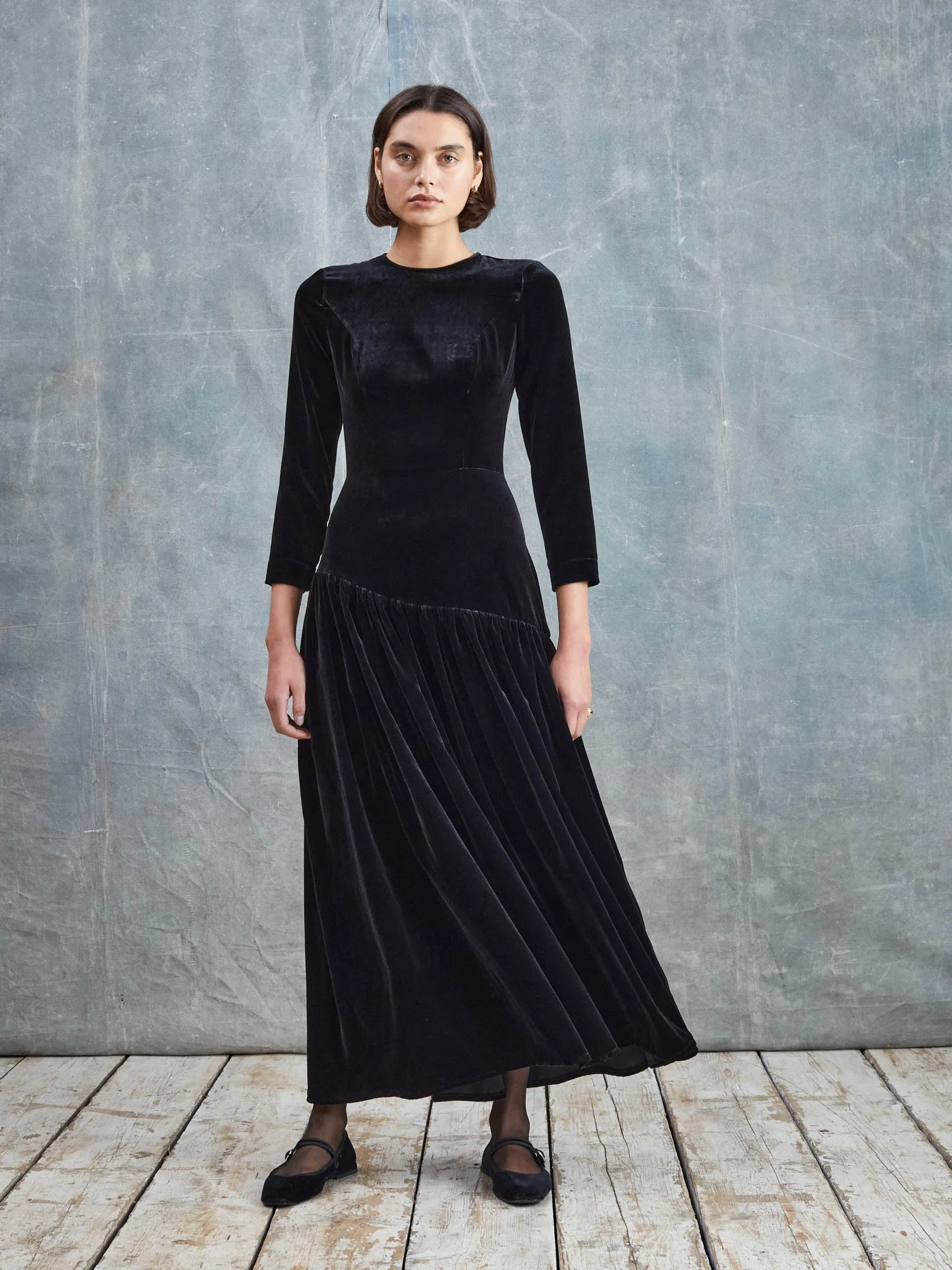 Ava silk velvet dress