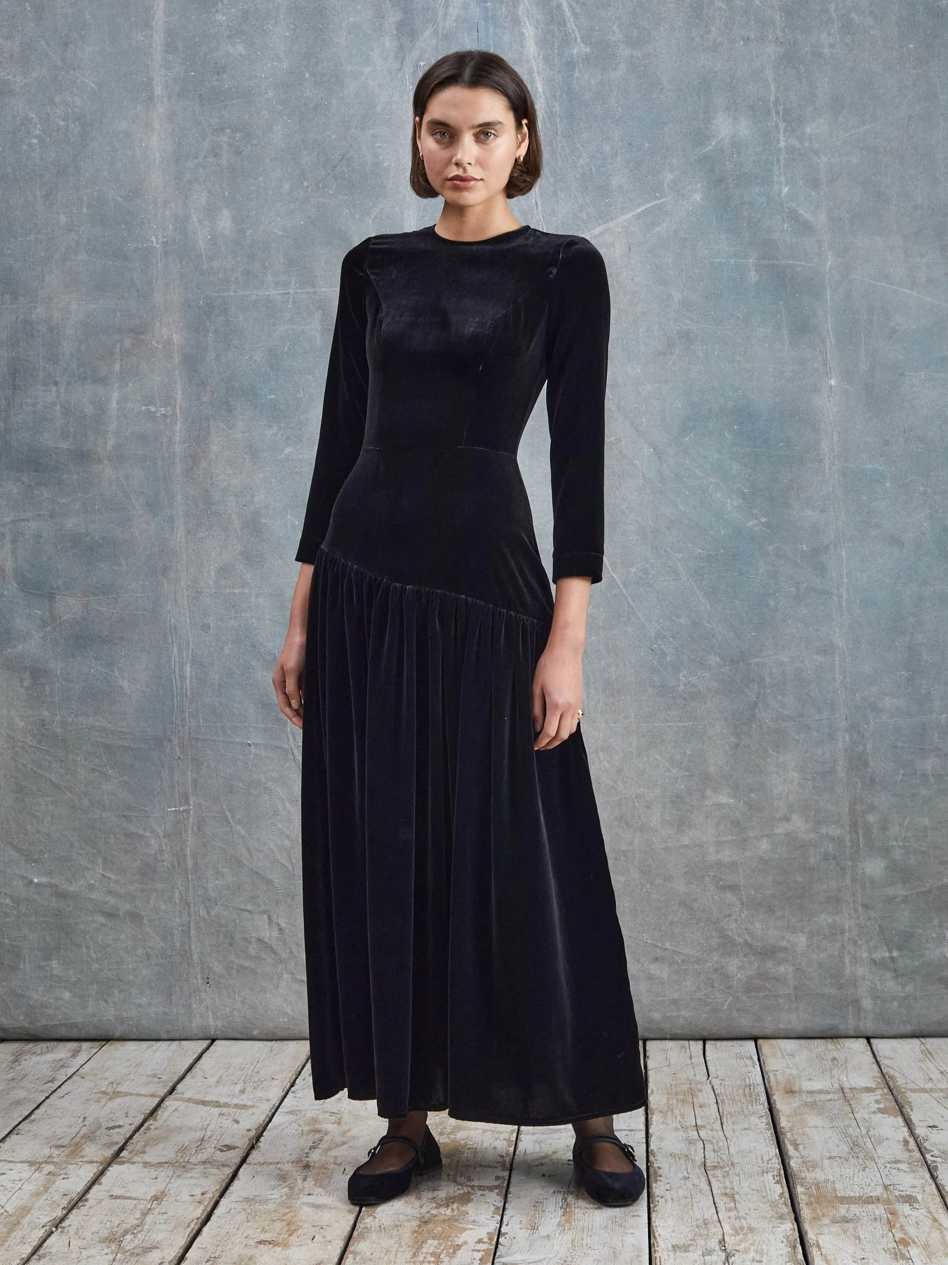 Ava silk velvet dress