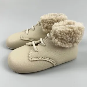 Baby Girl Boots / Shoes with Faux Fur Trim - Beige