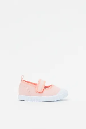 Baby Girls Pink Velcro Strap Pump