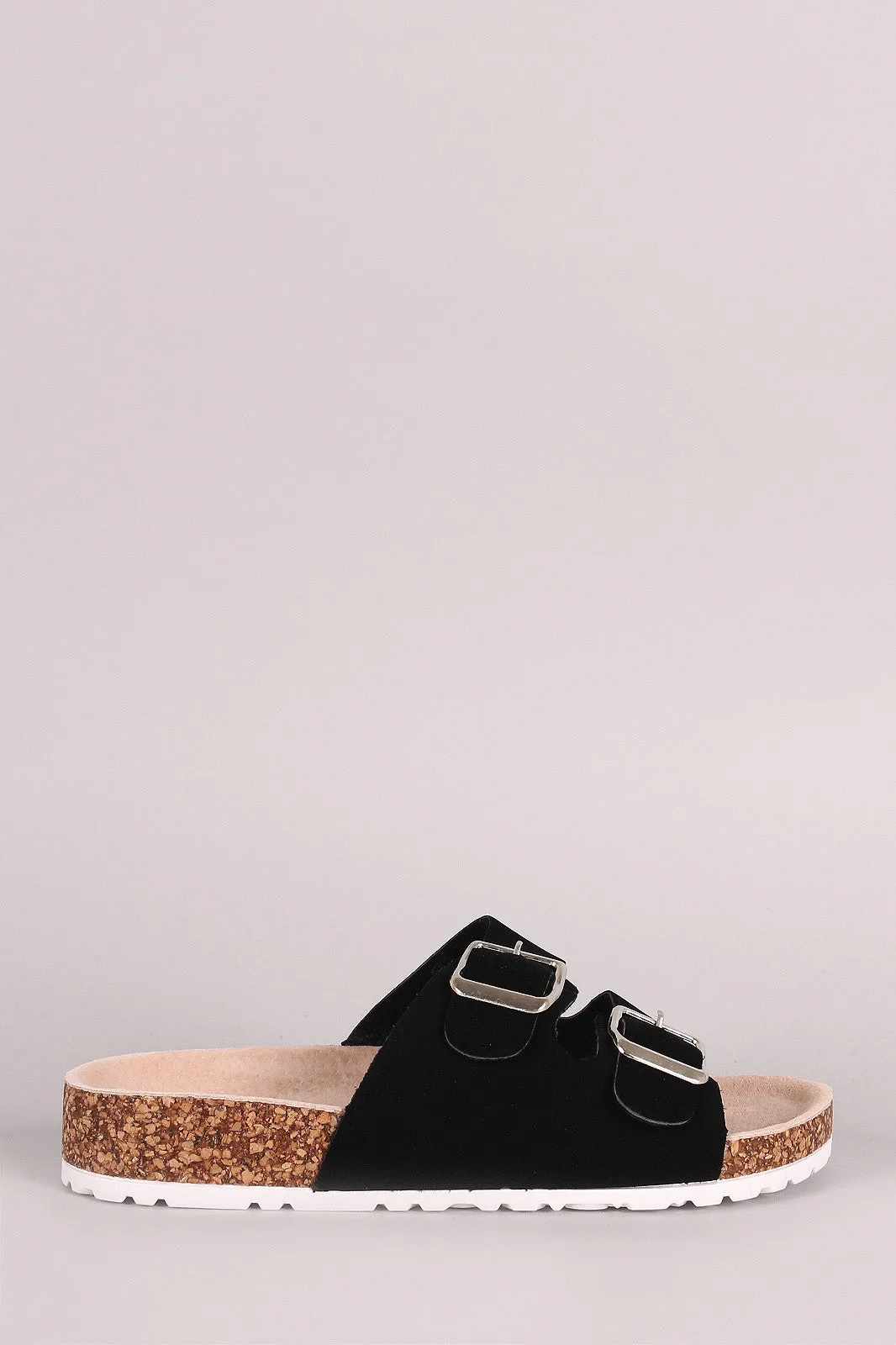 Bamboo Double Buckle Cork Footbed Sandal