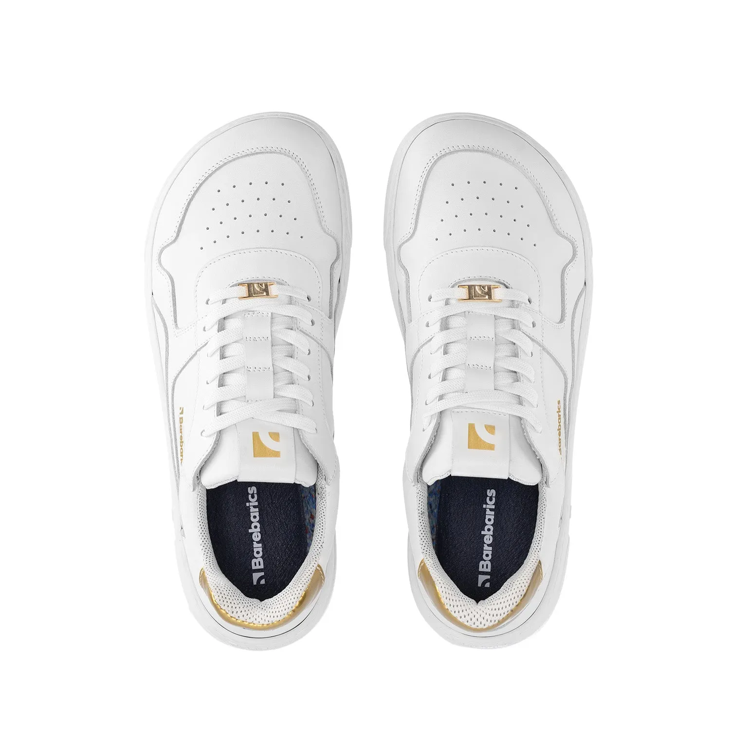 Barefoot Sneakers Barebarics Zing - White & Gold - Leather CLEARANCE