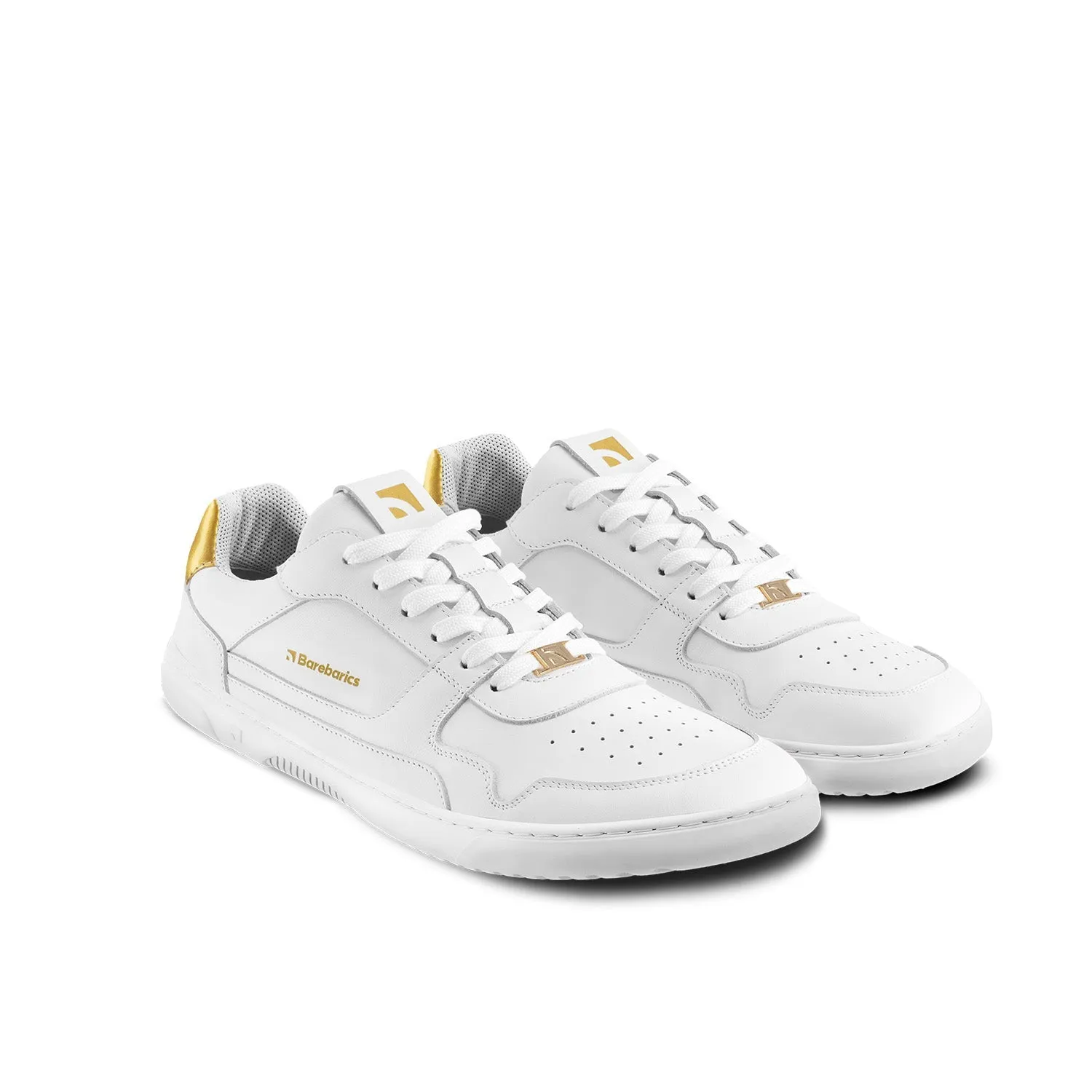 Barefoot Sneakers Barebarics Zing - White & Gold - Leather CLEARANCE