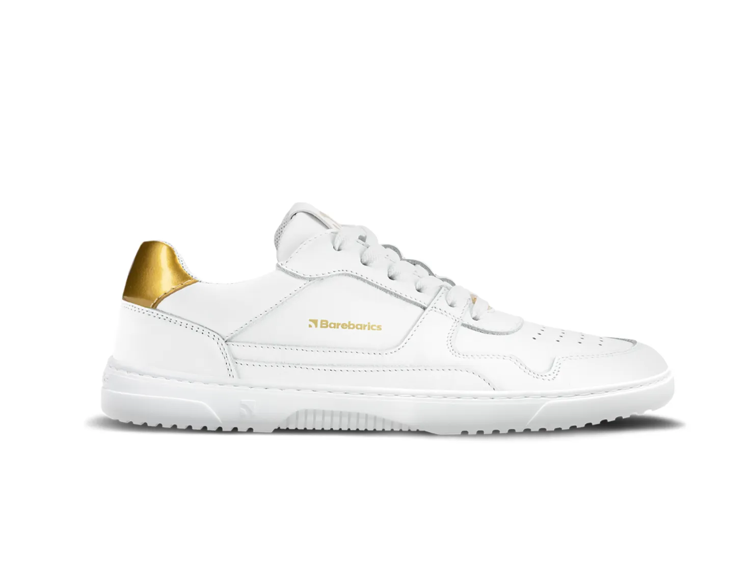 Barefoot Sneakers Barebarics Zing - White & Gold - Leather CLEARANCE