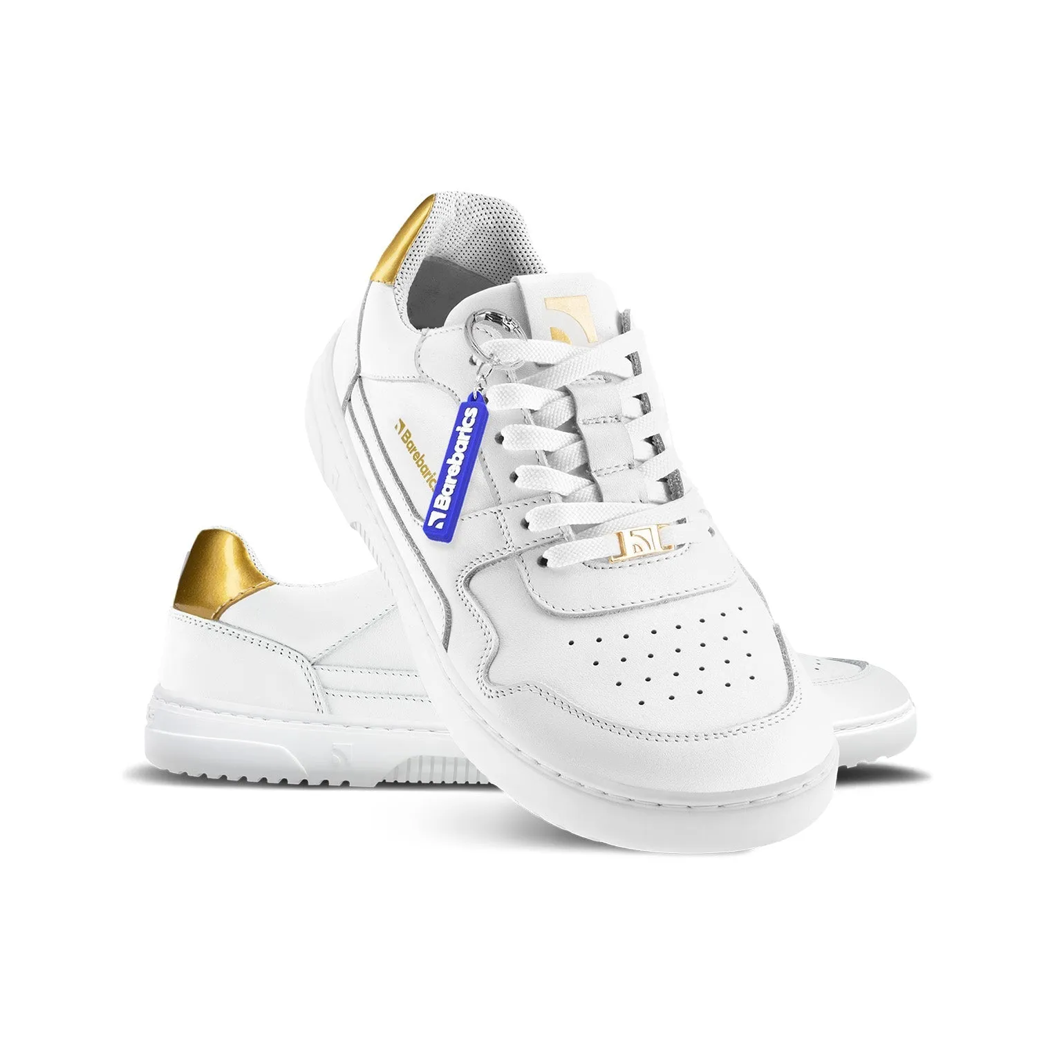 Barefoot Sneakers Barebarics Zing - White & Gold - Leather CLEARANCE