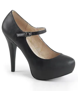 Black Leatherette Mary Jane Pumps