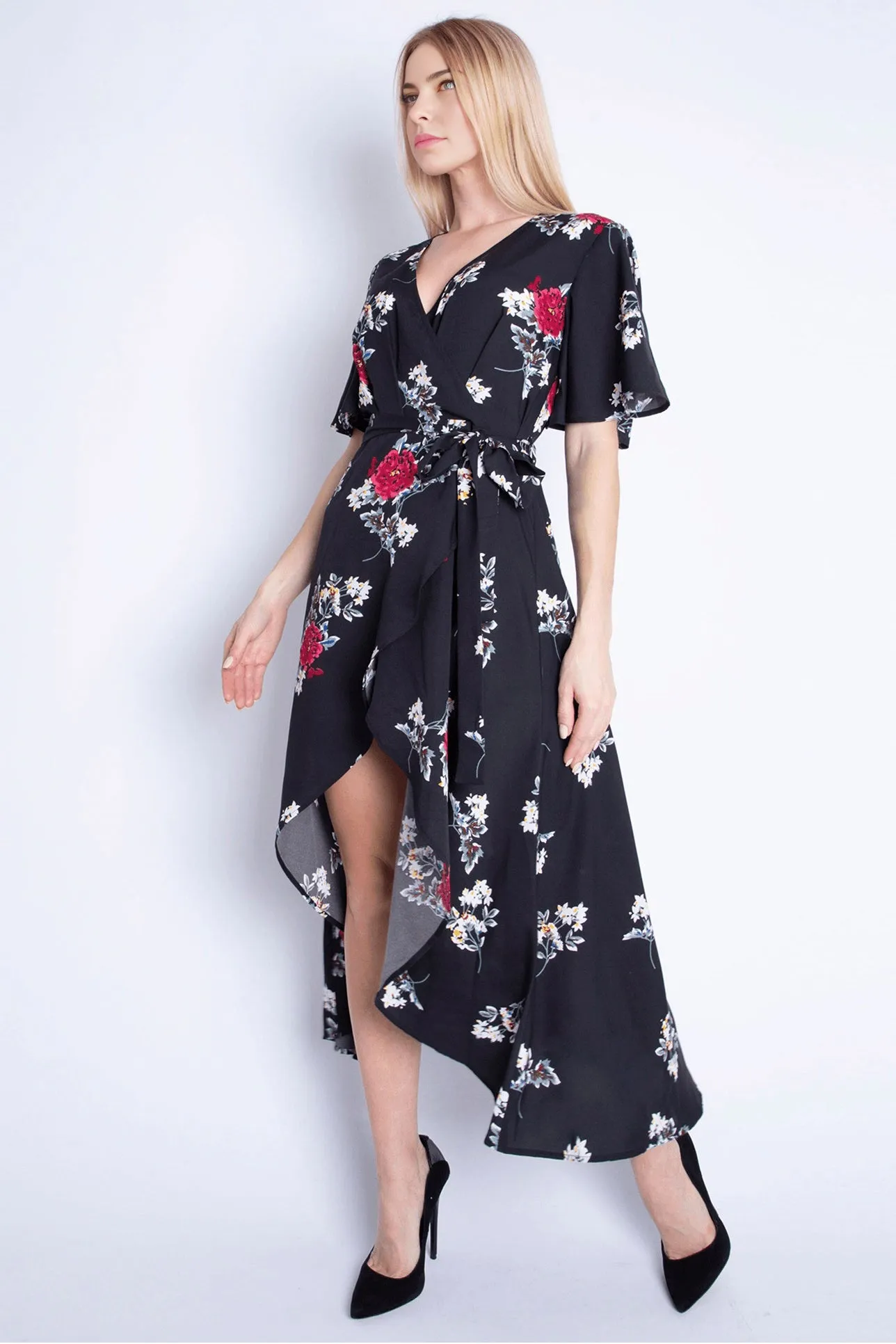 Black Midi Wrap Dress