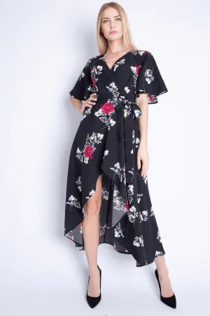 Black Midi Wrap Dress