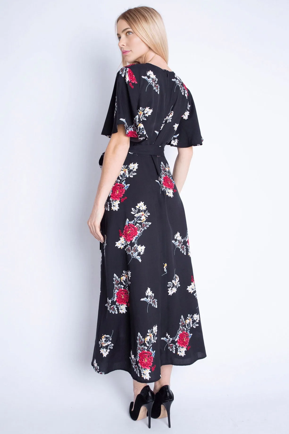 Black Midi Wrap Dress