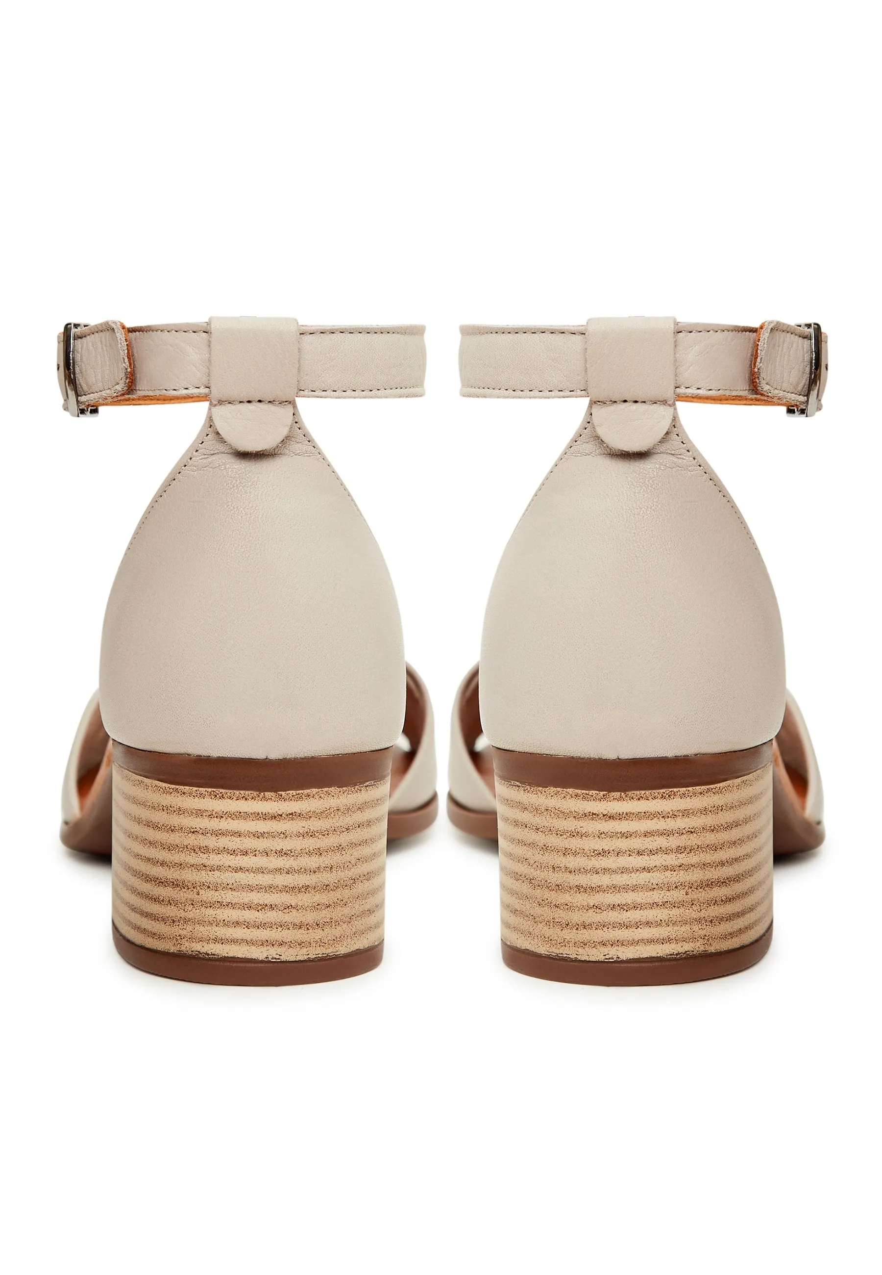 Block Heeled Sandals - Beige