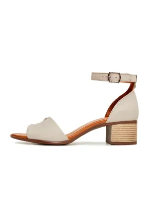 Block Heeled Sandals - Beige