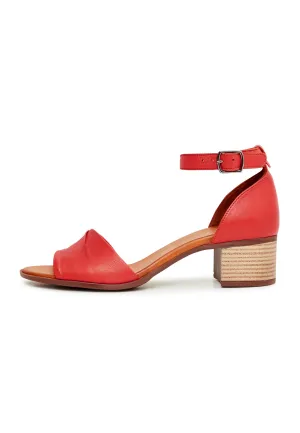 Block Heeled Sandals - Red