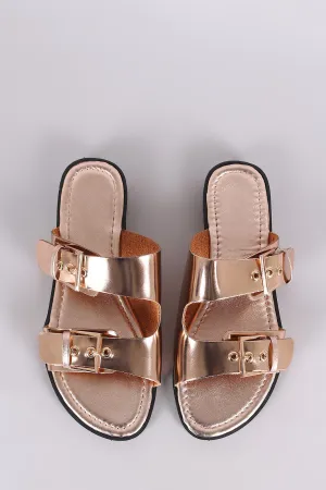 Buckle Accent Double-Band Slide Sandal