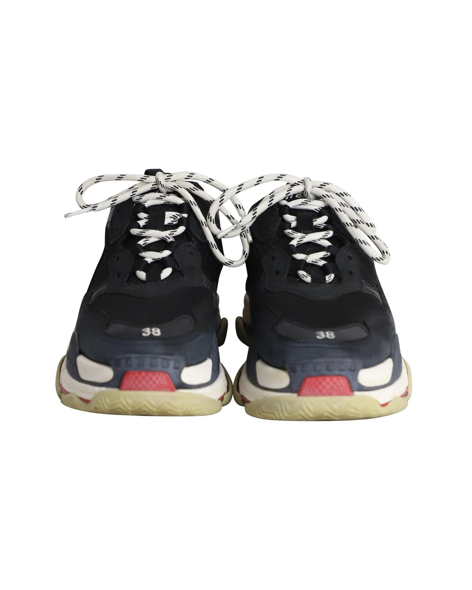 Chunky Black Sneakers with Bi-Colored Laces