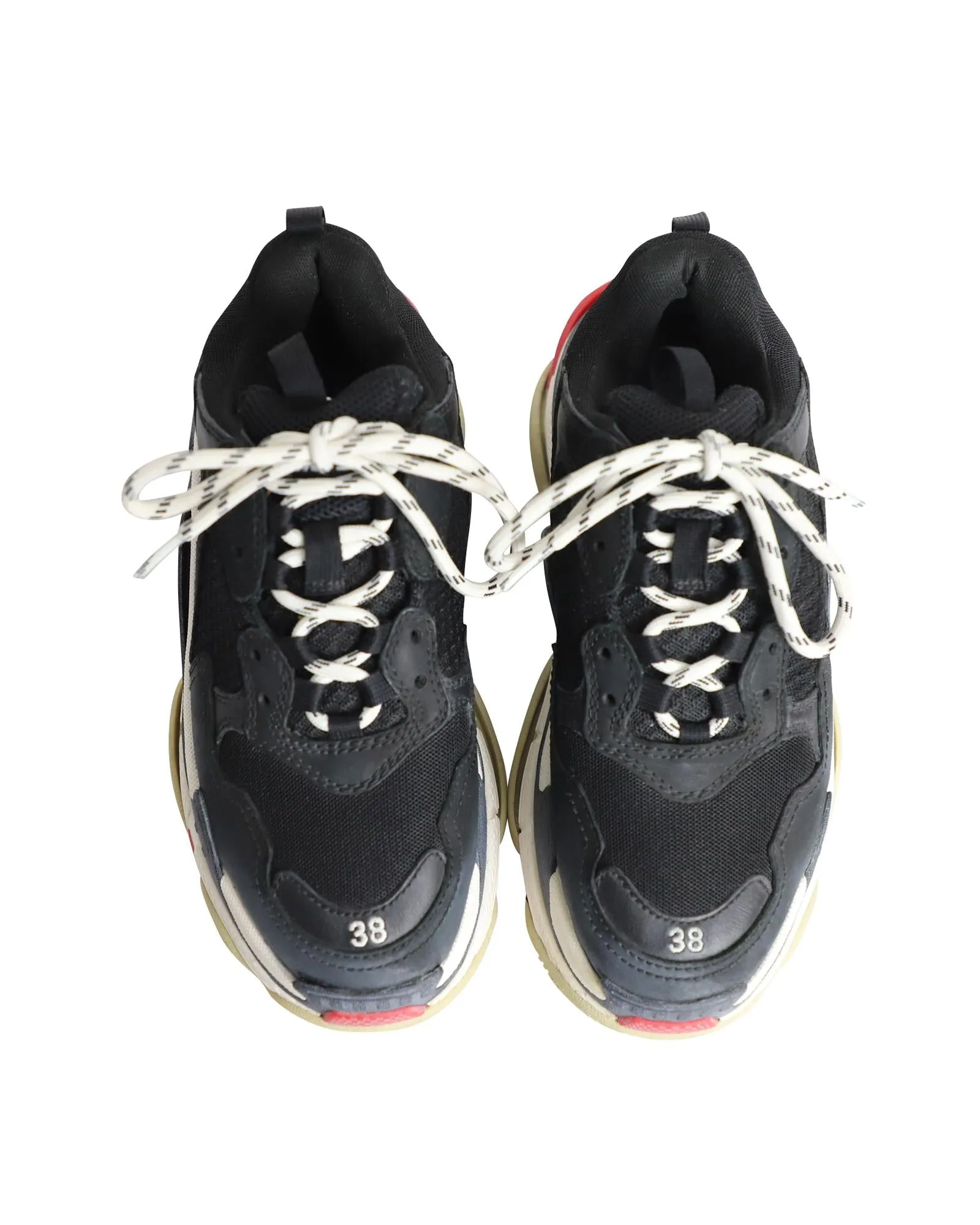 Chunky Black Sneakers with Bi-Colored Laces