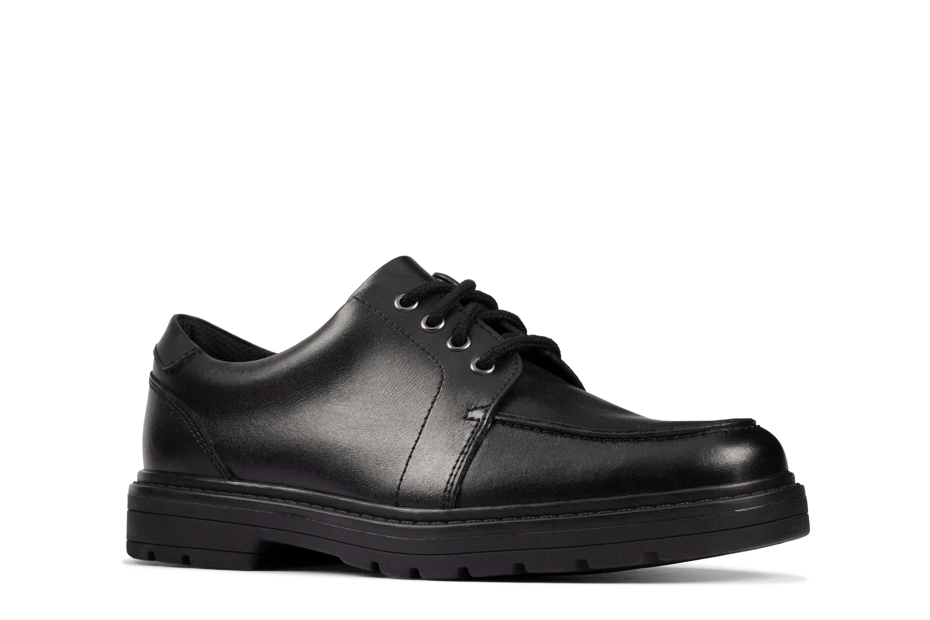 Clarks Loxham Pace Boys Black School Shoe