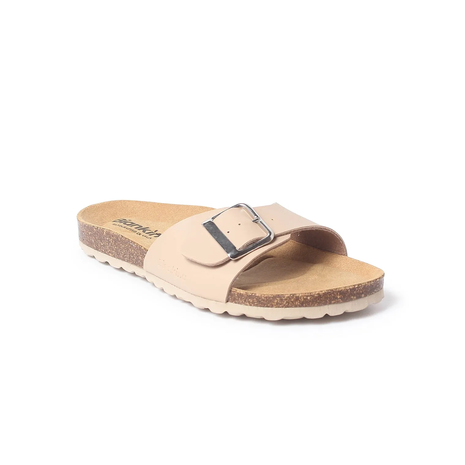 Cordoba Vegan Leather Slide Cork Sandal - Sand Brown