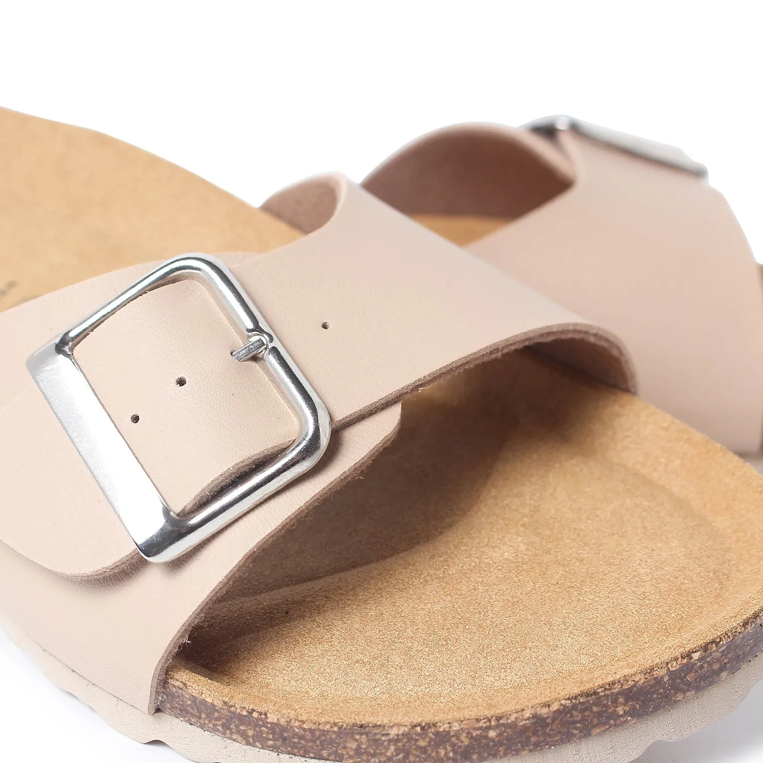 Cordoba Vegan Leather Slide Cork Sandal - Sand Brown