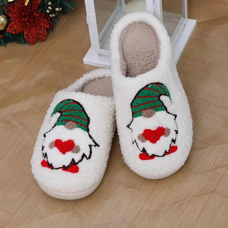 Cute Cartoon Santa Claus Home Slippers - Couple Indoor Floor Slippers for Christmas