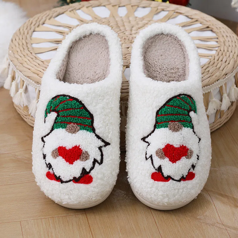 Cute Cartoon Santa Claus Home Slippers - Couple Indoor Floor Slippers for Christmas