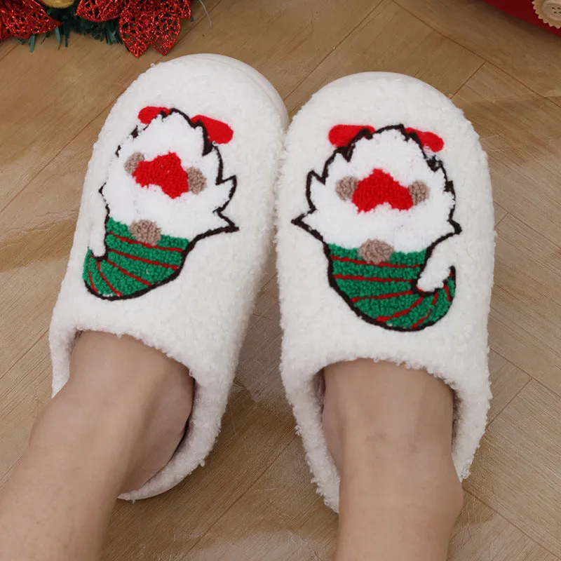 Cute Cartoon Santa Claus Home Slippers - Couple Indoor Floor Slippers for Christmas