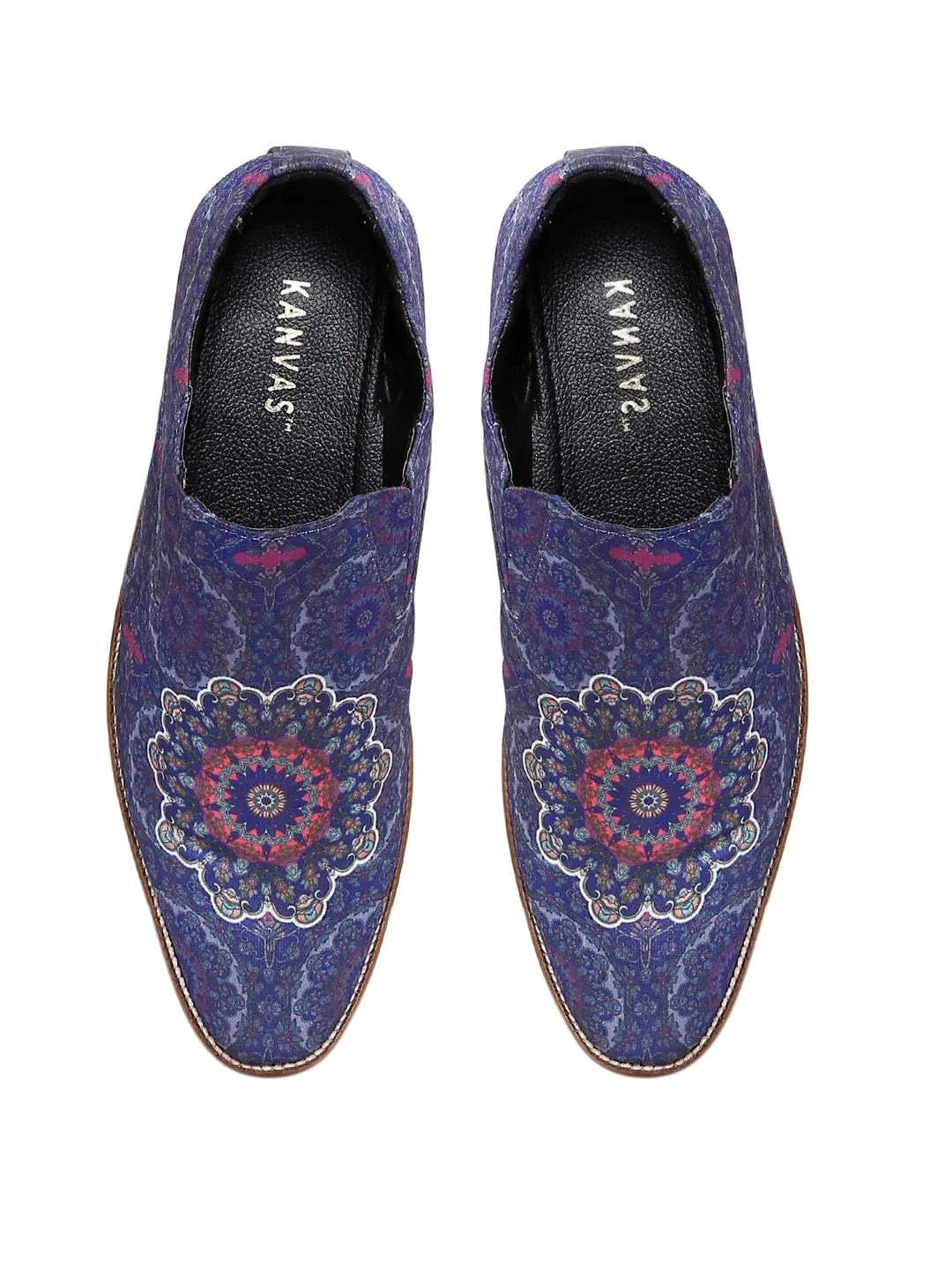 Dark Blue Printed Loafers