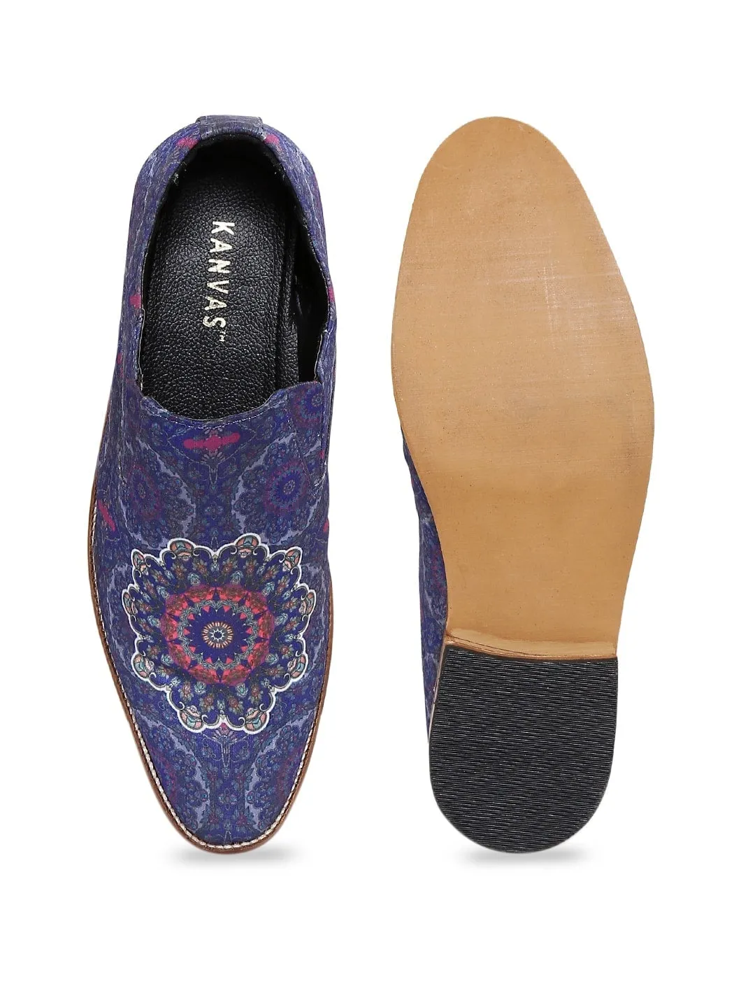 Dark Blue Printed Loafers