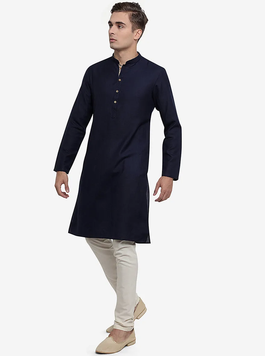 Dark Blue Solid Kurta | Azania