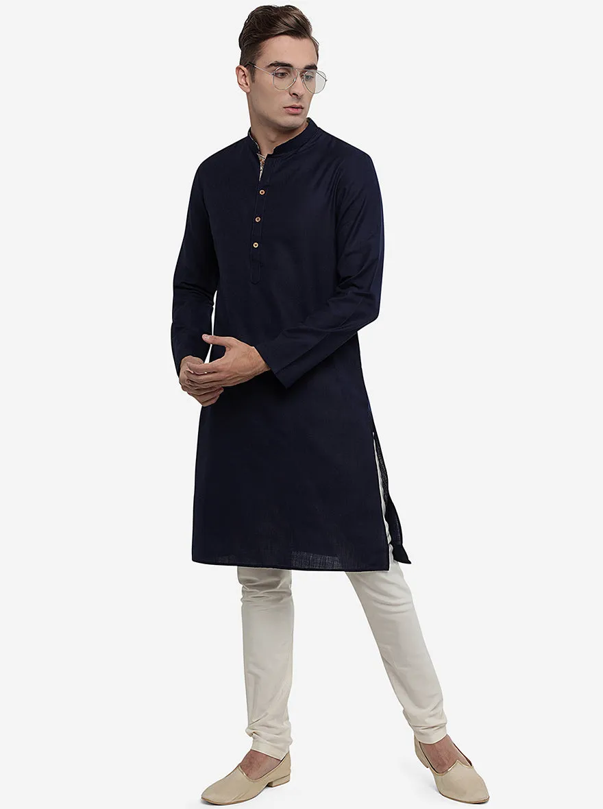 Dark Blue Solid Kurta | Azania