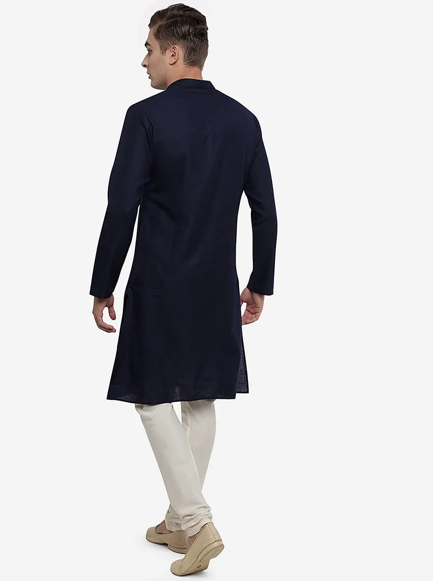 Dark Blue Solid Kurta | Azania