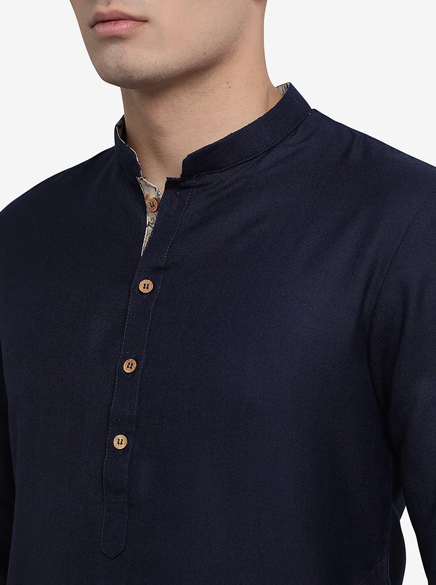 Dark Blue Solid Kurta | Azania