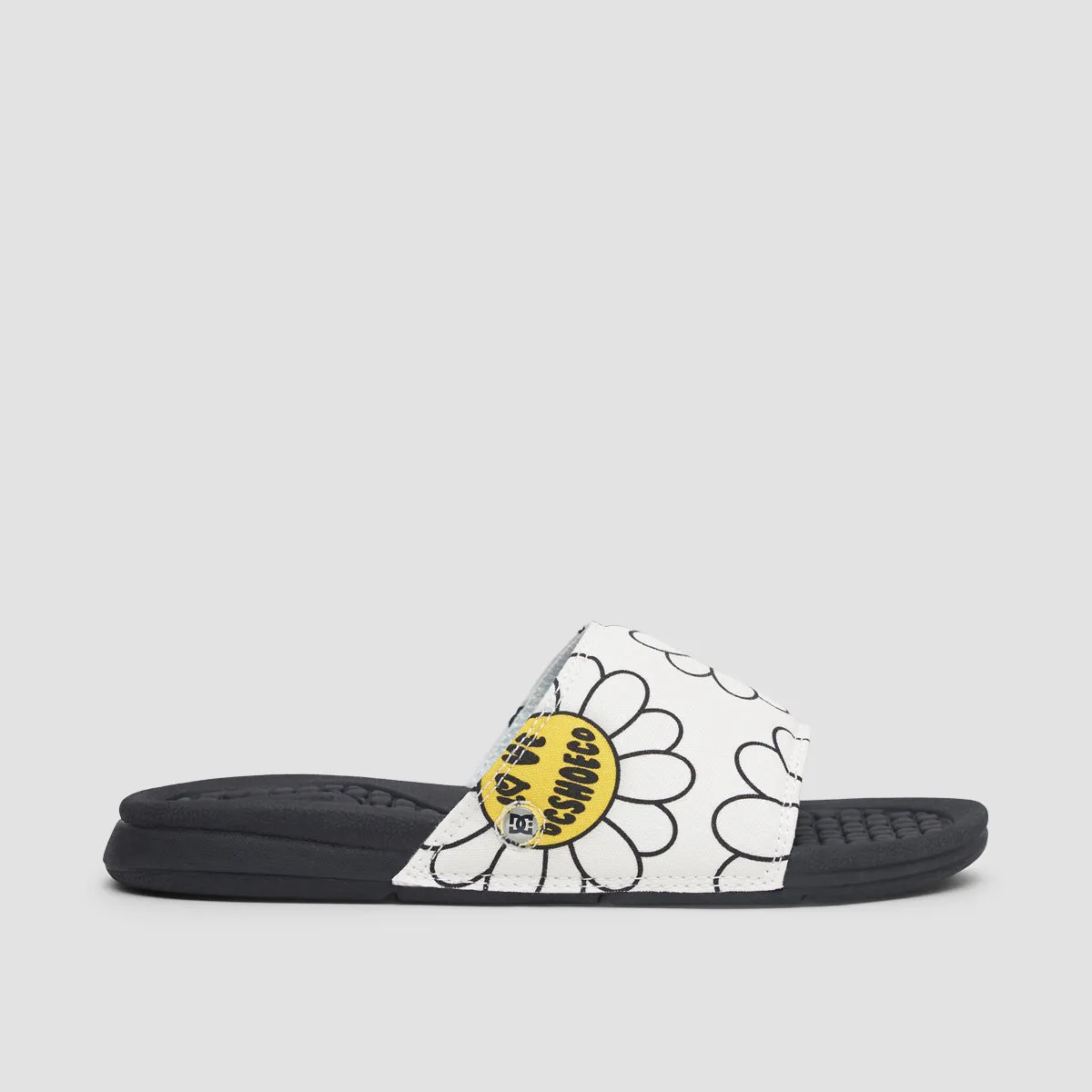 DC Bolsa Slides White/Black/Flower - Womens