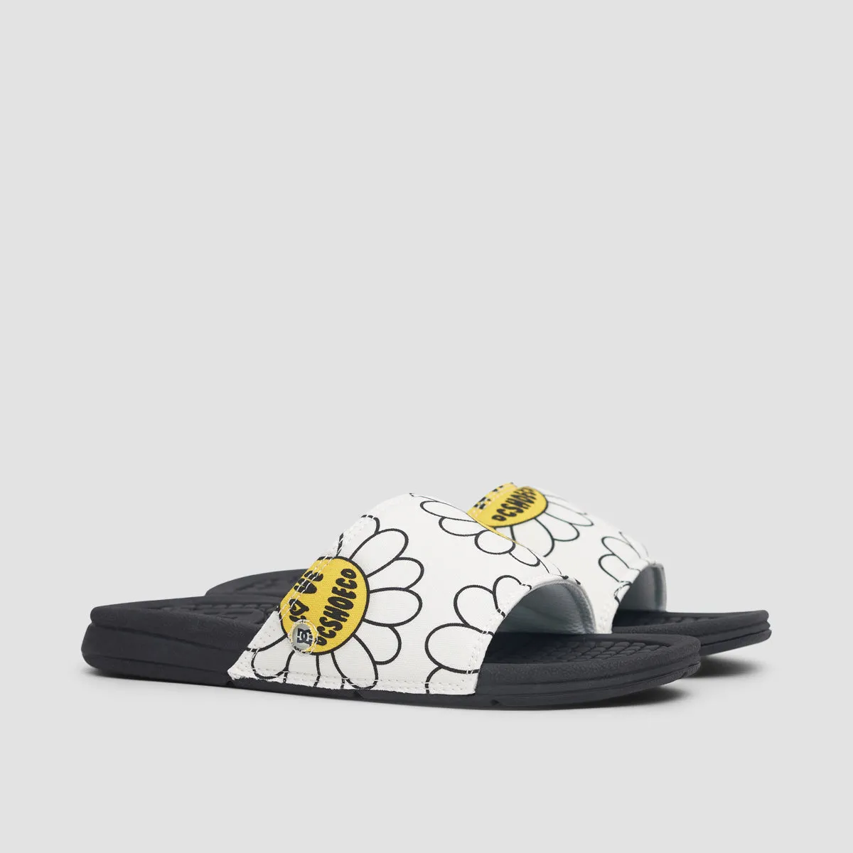 DC Bolsa Slides White/Black/Flower - Womens