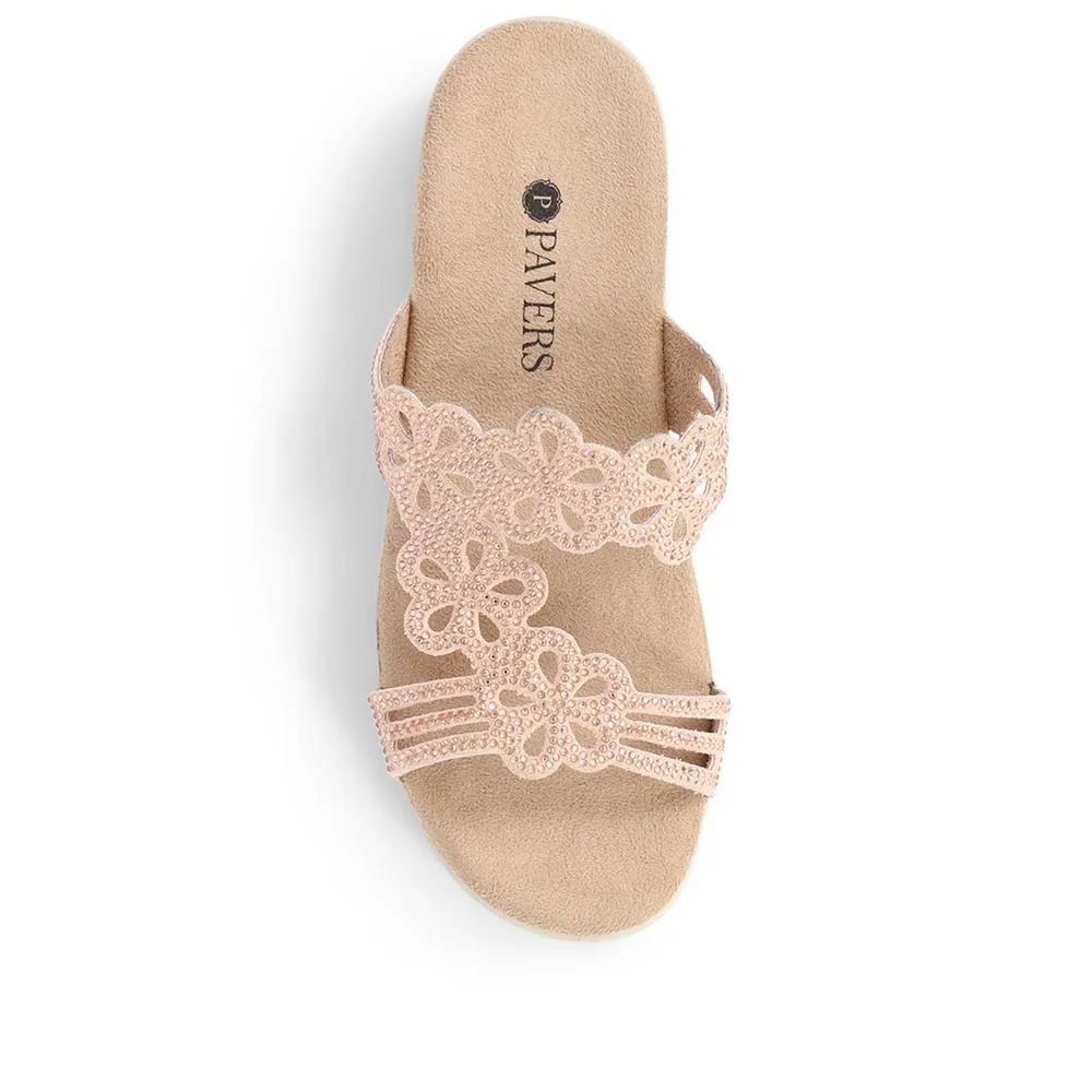 Embellished Floral Mules - POLY39025 / 325 441