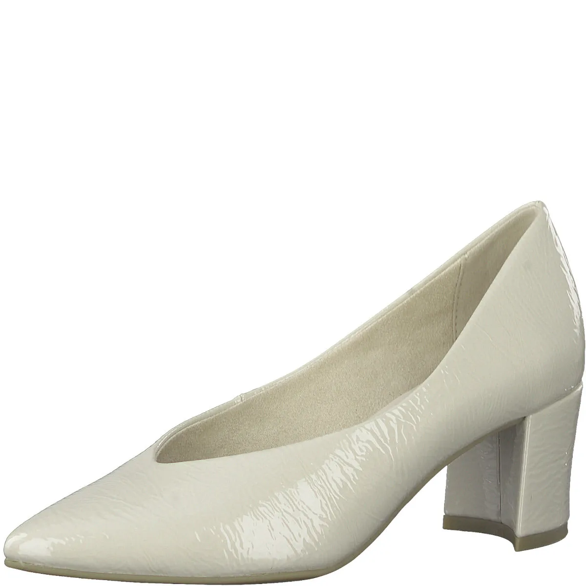 Fancy Glossy Pumps in Cream Patent