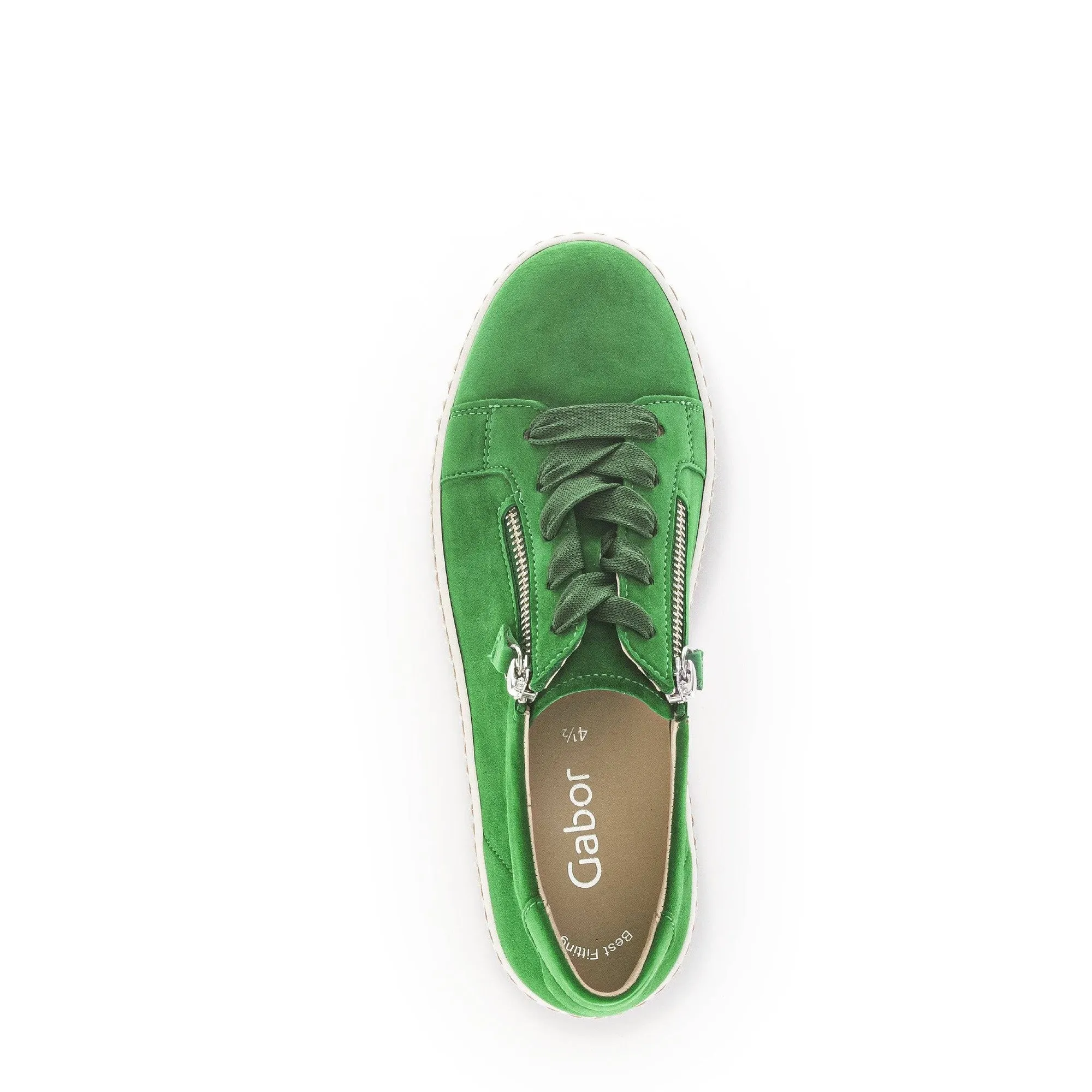 Gabor 43.334.19 Wisdom Ladies Green Suede Lace Up Trainers