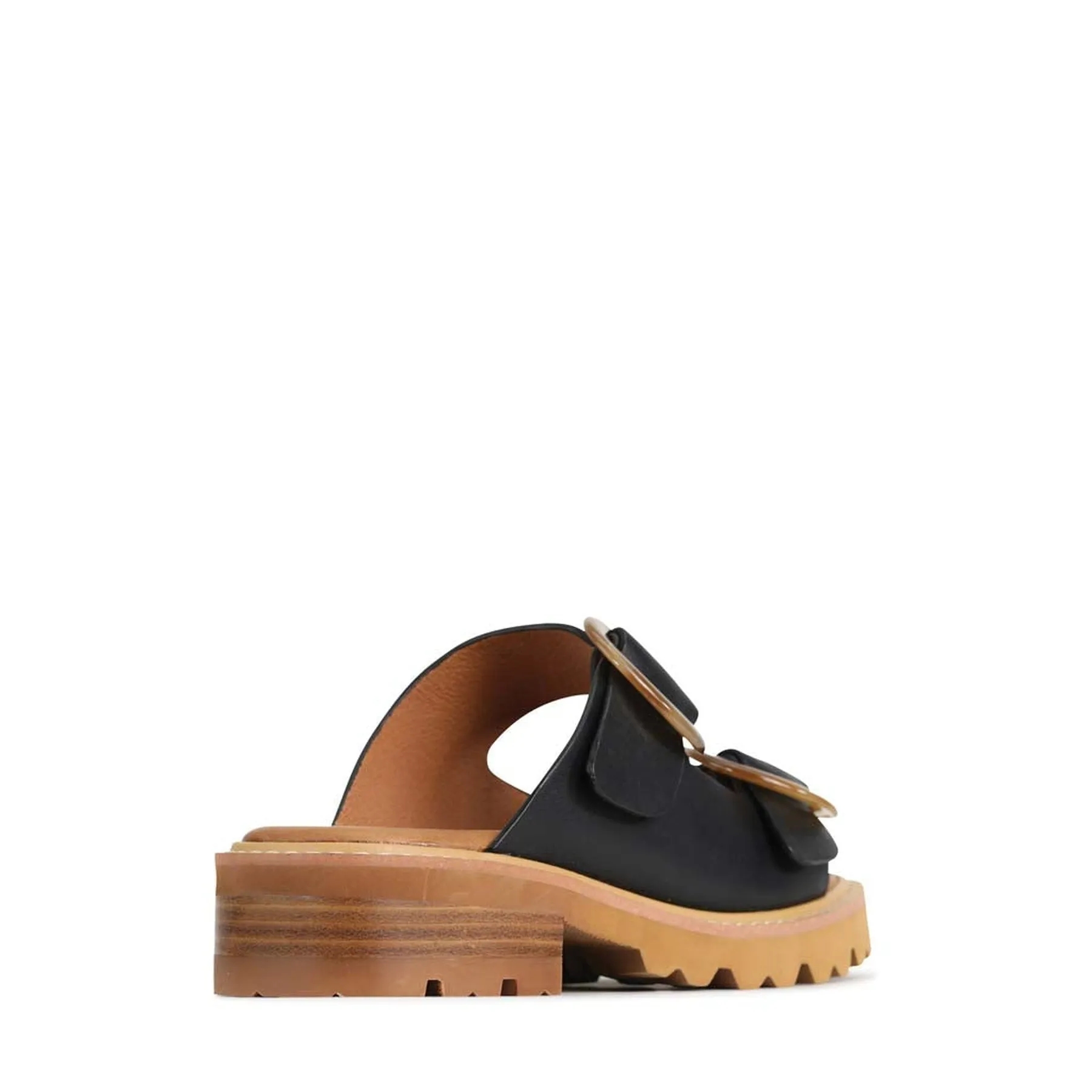 GILA BLOCK HEEL SLIDES LEATHER