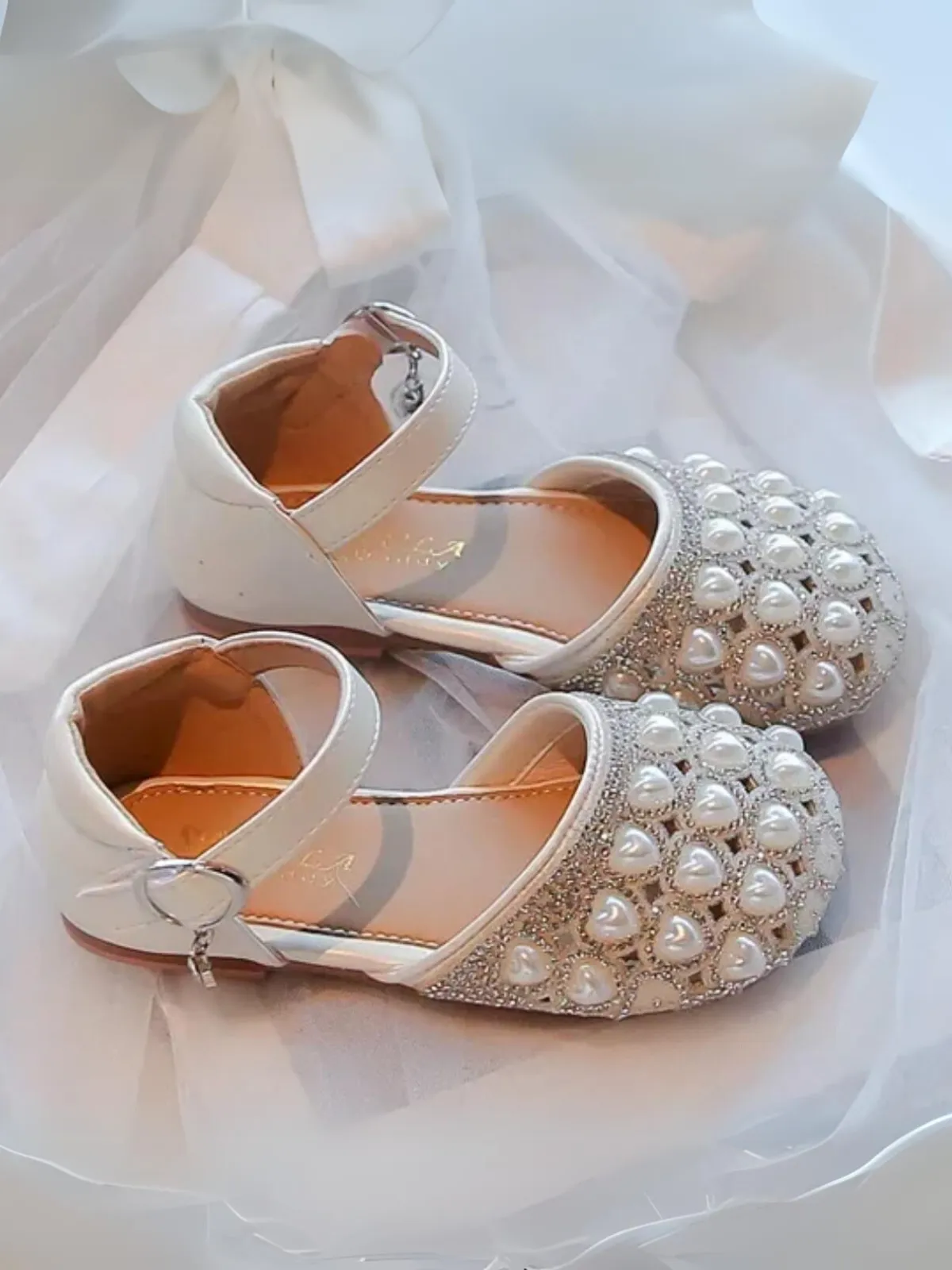 Girls Elegant Pearl Embellished Shoes By Liv and Mia