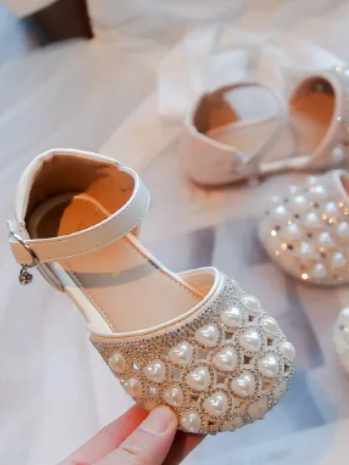 Girls Elegant Pearl Embellished Shoes By Liv and Mia