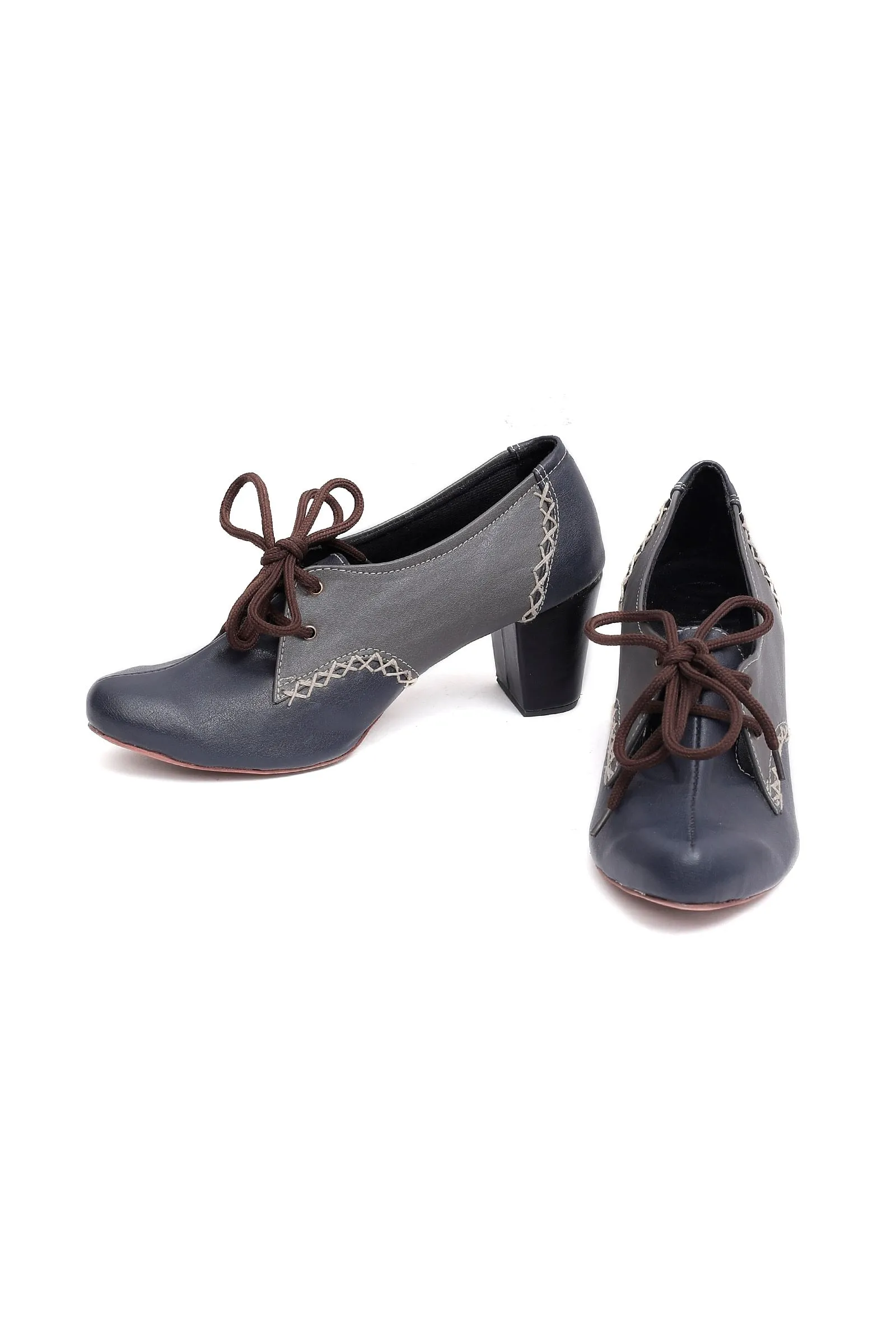 Graphite Grey Cruelty Free Hand Work Oxford Heel Boots