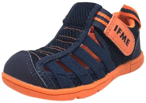 IFME Boy's & Girl's Playa Navy Cobalt and Orange Venice Elastic Lace Mesh Hook and Loop Fisherman Style Sandal