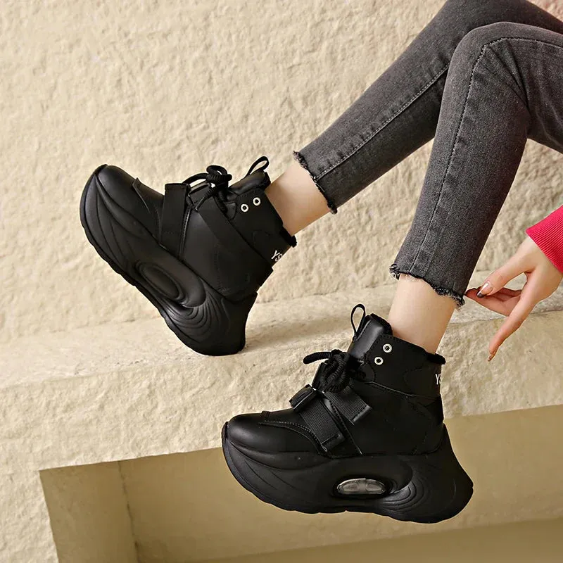 Joskaa 2024 New High Platform Black Sneakers