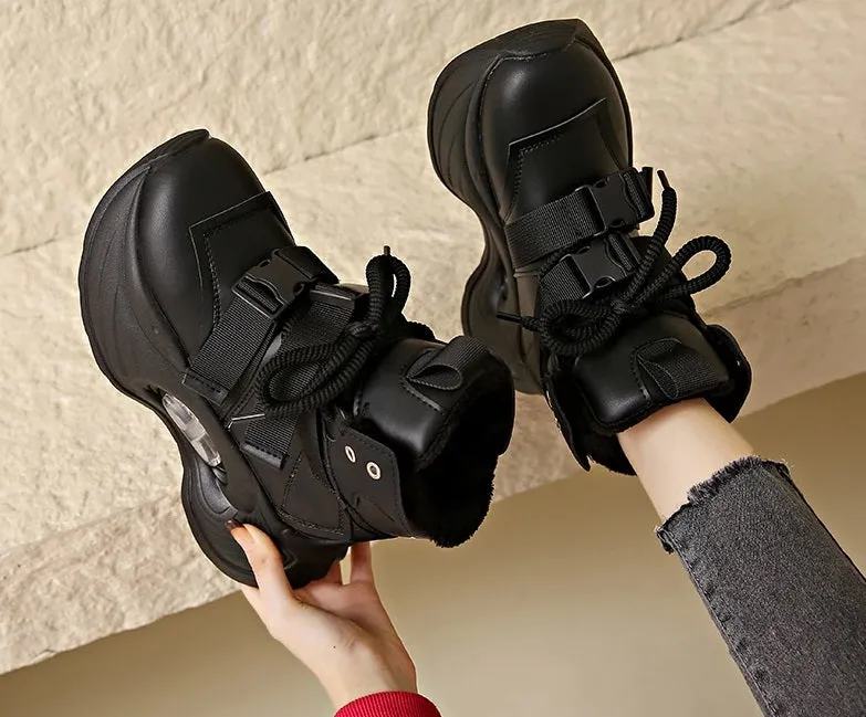 Joskaa 2024 New High Platform Black Sneakers