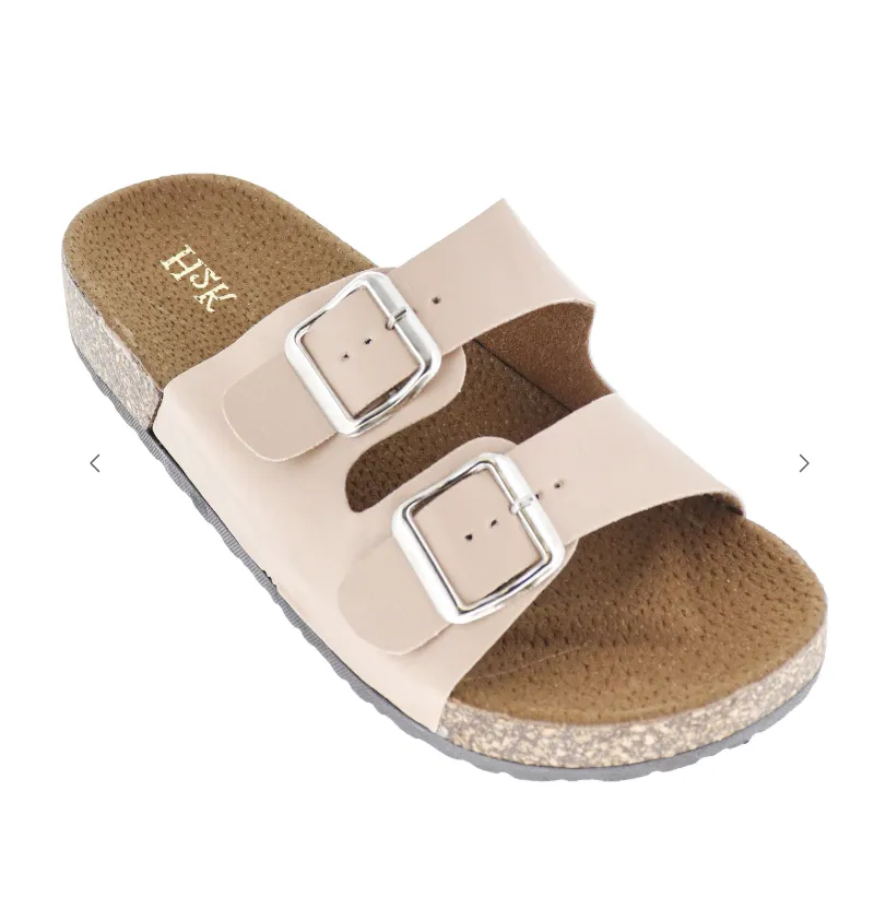 Leather Double Buckle Rubber Platform Sandal - Final Sale