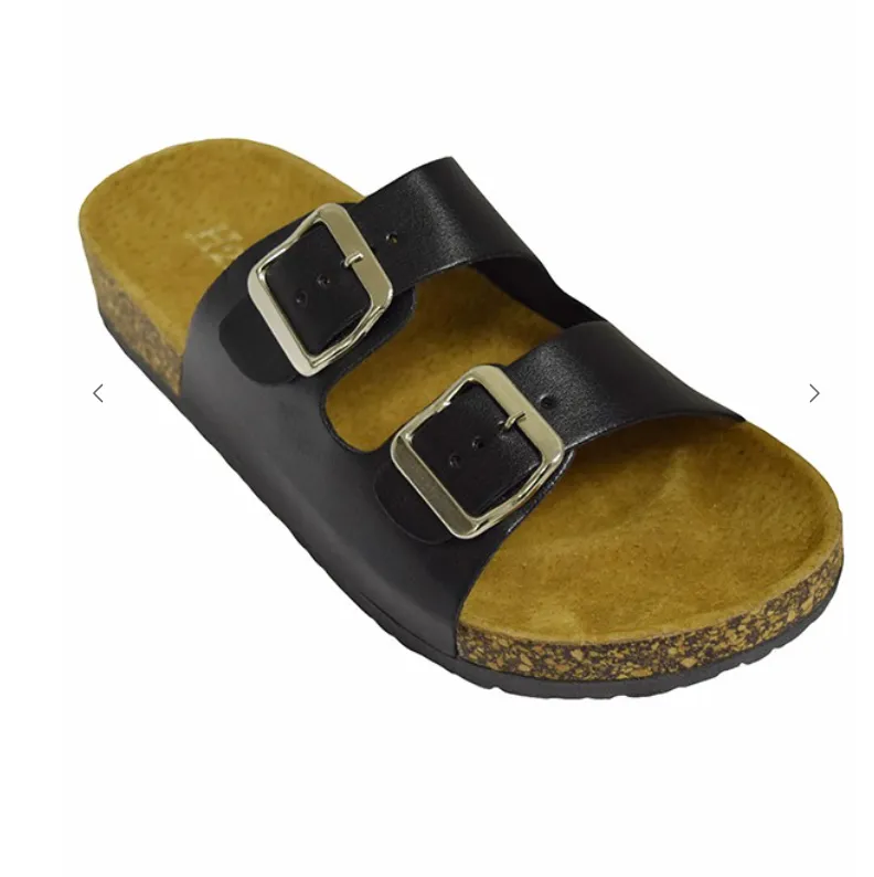 Leather Double Buckle Rubber Platform Sandal - Final Sale