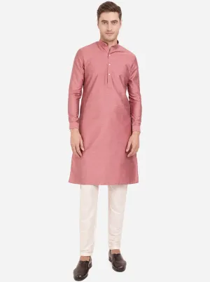 Lilac Pink Self Textured Regular Fit Modi Kurta | JadeBlue