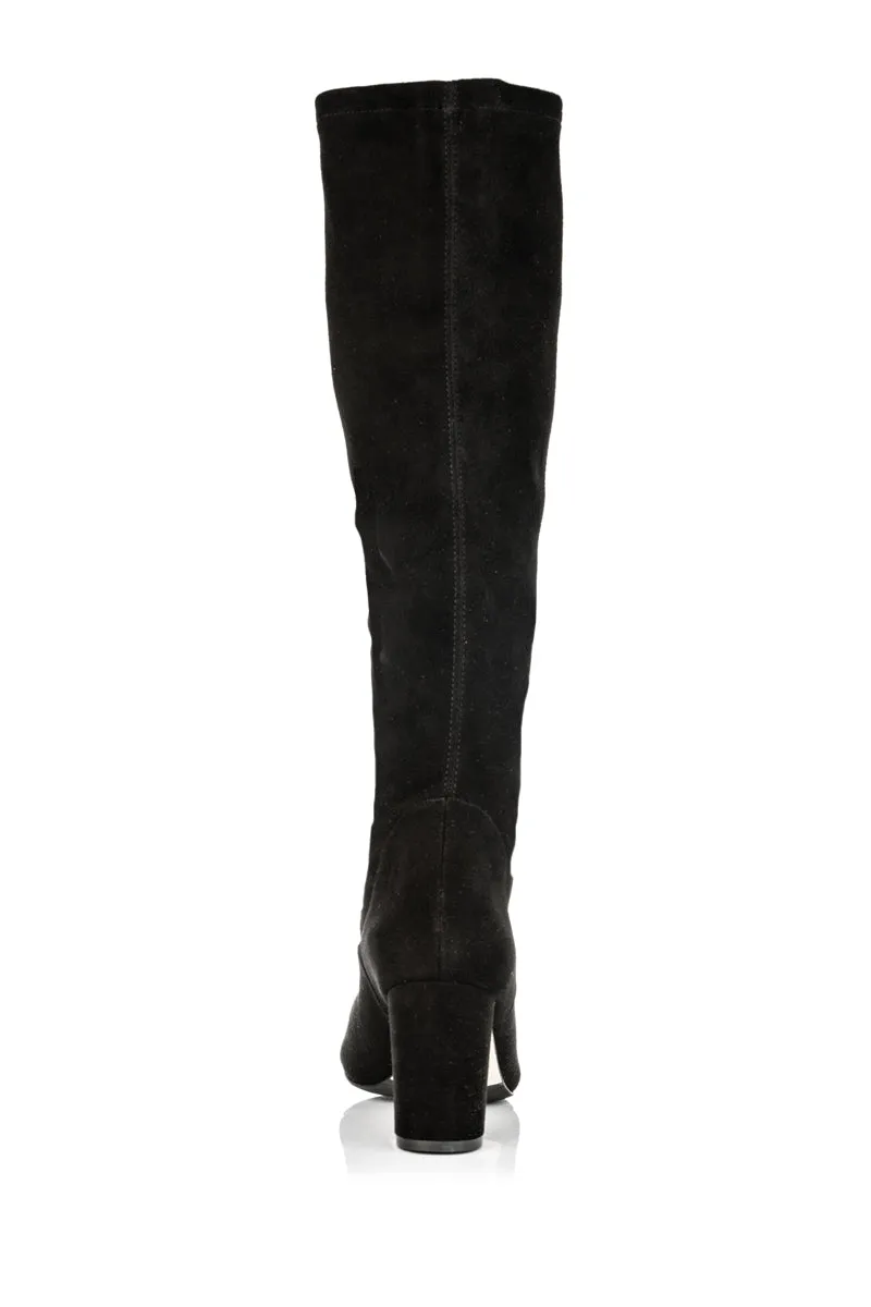 Lydia Extra-Wide Fit Knee High Boots - Black Suede